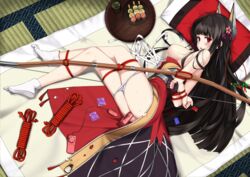 akagi_(warship_girls_r) animal_ears anthro bondage bow_(weapon) condom japanese_clothes long_hair mr_blackcat nipples vibrator warship_girls_r weapon