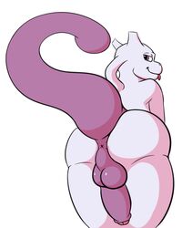 1boy 2020 anthro anus ass backsack balls blep brown_eyes dabelette erection genitals hi_res humanoid_genitalia humanoid_penis leaning leaning_forward legendary_pokémon looking_at_viewer looking_back male male_only mewtwo multicolored_body nintendo nude penis penis_tuck pink_body pokemon pokemon_(species) pokemon_rgby presenting presenting_hindquarters raised_tail rear_view simple_background solo thick_tail thick_thighs tongue tongue_out two_tone_body uncut video_games white_background white_body