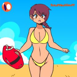 1girls animated aubrey_(sea_legs) big_breasts bikini bouncing_breasts breasts cleavage female female_only large_breasts lifeguard running scruffmuhgruff sea_legs solo swimsuit