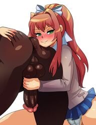 1boy 1girls anilingus anus balls big_penis blush butthole dark-skinned_male dark_skin doki_doki_literature_club drcockula erection female female_rimming_male handjob imminent_rimming interracial male male_anilingus male_anus monika_(doki_doki_literature_club) nude penis penis_milking rimjob rimming testicles unseen_male_face