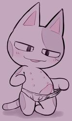 1boy animal_crossing anthro blush bob_(animal_crossing) briefs chibi clothing domestic_cat erection felid feline felis genitals hi_res male male_only mammal multi_nipple nintendo nipples penis sketchy solo solo_male tighty_whities underwear video_games white_clothing white_underwear zonkeyshow