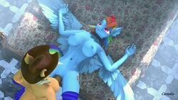 3d 3d_(artwork) abdominal_bulge animated anthro applejack_(mlp) areola batpony certedia collar cum cum_in_pussy cum_inside friendship_is_magic furry futa_on_female futanari hasbro large_breasts large_penis missionary_position mlp my_little_pony nipples rainbow_dash_(mlp) socks sound stomach_bulge straight_hair video