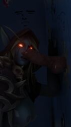 3d blender canine_penis female glory_hole imminent_fellatio imminent_oral red_eyes sylvanas_windrunner world_of_warcraft yaranaika zoophilia