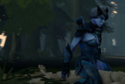 1boy 1girls 3d alternate_costume animated blue_skin cat_ears clothed cowgirl_position dota dota_2 drow_ranger female forest gif loop nude_male nude_male_clothed_female riding traxex vaginal_penetration vaginal_sex