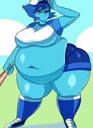 baseball bbw big_belly blue_skin cookies-cat fat huge_ass huge_belly hyper lapis_lazuli_(bob) lapis_lazuli_(steven_universe) obese overweight steven_universe thick_thighs weight_gain