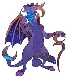 activision analon_(artist) anthro azizi beads big_penis bioluminescence blind dragon eyewear genitals glasses glowing glowing_genitalia hi_res huge_cock humanoid_genitalia humanoid_penis male male_only penis solo solo_male spyro spyro_the_dragon staff toomanyboners video_games wings