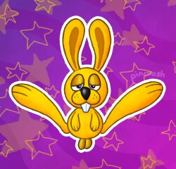 artist_name balls big_feet buckteeth darkened_balls darkened_genitalia darkened_penis digital_media_(artwork) feet feral fur genitals hi_res humanoid_genitalia humanoid_penis lagomorph leporid male mammal mario_bros mips nintendo pattern_background penis pincoosh rabbit simple_background sitting solo spread_legs spreading super_mario_64 teeth text whisker_spots yellow_body yellow_fur