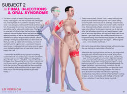 1girls big_breasts body_modification breast_expansion breasts character_sheet concept_art design down_blouse dress english_text female growth nude orionart scifi tattoo tight_clothing