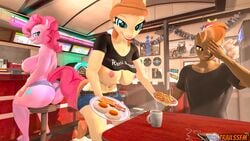 16:9 3d_(artwork) 4k absurd_res anthro areola areola_slip ass bacon bedroom_eyes beverage big_breasts big_butt booth bottomwear bread breasts butt_floss button_mash_(mlp) cake casual casual_nudity cleavage clothed clothing clothing_lift coffee cream_heart_(mlp) cutoffs denim denim_clothing denny's digital_media_(artwork) diner egg english_text equid equine facepalm fan_character female food footwear friendship_is_magic group hasbro headphones heart_cutout hi_res huge_breasts huge_butt jukebox lipstick looking_at_viewer makeup male mammal mature_female meat milf_dennys my_little_pony narrowed_eyes neon_lights nipple_slip nipples phone pinkie_pie_(mlp) plate public seductive shirt shirt_lift shoes shorts smile socks source_filmmaker straight_hair text thick_thighs toast topless topwear trailssfm widescreen