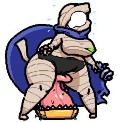 1:1 alpha_channel big_tongue breasts cunnilingus curvy_figure cyclops female genitals gun mimic_chest nipple_slip nsfwoaf nuclear_throne oral pixel_art pussy ranged_weapon rebel_(nuclear_throne) scarf sex simple_background surprise thick_thighs tongue transparent_background undead vaginal_penetration vlambeer weapon