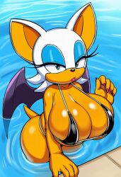 1girls ai_generated ass big_ass big_breasts big_lips booty breasts cleavage female furry gigantic_breasts hips huge_breasts large_ass large_breasts lips lipstick lubbasdump massive_ass peace_sign pool poolside rouge_the_bat sonic_(series) tail wide_hips wings wink