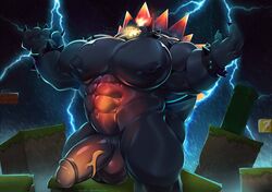 balls big_balls big_penis black_body bowser bowser's_fury claws demondragoncyan erect_nipples fury_bowser horn male male_only mario_(series) muscular muscular_male nintendo nipples pecs penis semi-erect super_mario_3d_world tail thick_thighs vein veiny_penis