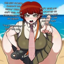 ai_art ai_generated alternate_version_available angry angry_expression angry_eyes angry_face beach big_ass big_breasts big_butt breasts camera curvaceous curvaceous_female curvaceous_figure curvy curvy_body curvy_female curvy_figure curvy_hips danganronpa danganronpa_2:_goodbye_despair danganronpa_2x2 female freckles freckles_on_face green_eyes koizumi_mahiru open_mouth red_hair scarletstained short_hair thick_ass thick_hips thick_legs thick_thighs thigh_highs thighhighs thighs wide_hips