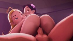 1futa 2girls 3d animated ass ass_focus blackjr completely_nude cowgirl_position disney female female_only futa_on_female futanari gif huge_ass human lifeguard lilo_and_stitch nani_pelekai penis testicles