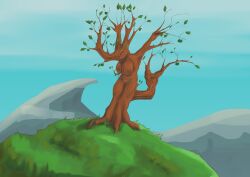absurd_res anthro breasts canid canine eolas_(dogsrnice) female fox fused_legs hi_res inanimate_transformation mammal permanent permanent_transformation plant plant_transformation solo tafy_tail transformation tree tree_transformation unusual_anatomy