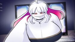 big_breasts boobs breasts computer female fnf_oc friday_night_funkin friday_night_funkin:_entity friday_night_funkin_mod huge_breasts imkahim nikusa_(sugarratio) pov queen tagme tits white_body white_hair white_skin white_skinned_female
