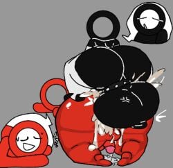 1boy 1femboy alan_becker animation_vs_animator balls balls_bigger_than_head big_ass big_balls black_body bottom_heavy_femboy bottom_heavy_male chunkylous chunkylous_(artist) circle_head cumming_from_anal_sex excessive_cum impossible_fit looking_pleasured male male_only male_penetrating mounted on_fours red_body spiked_collar stickman sweatdrop tagme the_chosen_one_(animator_vs_animation) the_dark_lord_(animator_vs_animation) traced_art white_armwear white_legwear