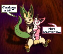 animal_genitalia animal_penis big_penis canid canine canine_genitalia canine_penis digital_drawing_(artwork) digital_media_(artwork) eevee eeveelution english_text erexis female feral fox generation_1_pokemon generation_4_pokemon generation_6_pokemon genitals hi_res huge_cock hyper hyper_genitalia hyper_penis knot knotted_penis leaf leaf_hair leaf_tail leafeon looking_at_another male mammal nintendo on_lap pawpads paws penis plant plant_hair pokemon pokemon_(species) prick_(erexis) pseudo_hair ribbonjob ribbons ribbons_(anatomy) sitting sitting_on_another sitting_on_ground sitting_on_lap sylveon tail text tonguejob