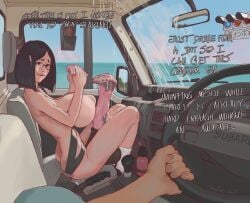 1futa after_orgasm animal_genitalia balls condom_wrapper cum flared_penis futa_focus futa_on_male futanari horsecock horsecock_futa huge_balls huge_cock huge_flare intersex male penis persistent_erection premature_ejaculation santafire small_ass solo_focus text truck
