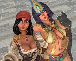 black_hair breasts dark-skinned_female neith_(smite) purple_hair selfie smite