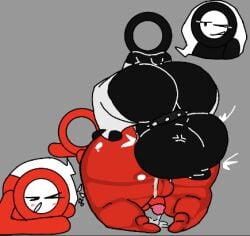 1boy 1femboy alan_becker alternate_version_available anal_sex animation_vs_animator balls balls_bigger_than_head big_ass big_balls black_body chunkylous chunkylous_(artist) circle_head closed_eyes cumming_from_anal_sex femboy impossible_fit male male_only male_penetrated male_penetrating_male mounted on_fours one_eye_closed penetration red_body spiked_collar stickman tagme the_chosen_one_(animator_vs_animation) the_dark_lord_(animator_vs_animation) traced_art white_armwear white_legwear
