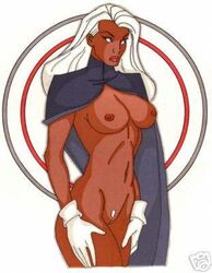 1girls 3:4_aspect_ratio covering_breasts covering_crotch covering_self dark-skinned_female dark_skin female female_only garrett_blair long_hair_female long_white_hair marvel marvel_comics medium_breasts ororo_munroe paheal questionable solo storm_(x-men) straight_hair white_hair white_hair_female x-men x-men_evolution