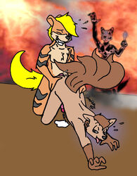 anal anal_sex anthro anthrofied ass_up asuraludu canine cum cum_drip dripping fox fur furry furry_tail gay growlithe interspecies male multi_tail nintendo no_humans nude penetration penis pokemon pokemon_(species) sex tail tails video_games vulpix