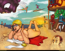 10boys 2girls angel_(x-men) beach big_ass big_breasts crossover cyclops_(x-men) daredevil daredevil_(series) dc dc_comics fantastic_four female galactus giant green-skinned_male hulk hulk_(series) human james_howlett jean_grey kara_zor-l karen_starr light-skinned_female light-skinned_male light_skin male marvel michael_johnson mr_fantastic multiple_boys norrin_radd nude nude_female peeping peter_parker phone power_girl reed_richards sandman_(marvel) scott_summers silver-skinned_male silver_body silver_skin silver_surfer spider-man spider-man_(series) stealth straight straight_hair sunglasses superhero_costume superman_(series) surfboard voluptuous warren_worthington wolverine_(x-men) x-men