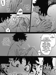 1boy 1girls black_and_white buthikireta comic cute embarrassed izuku_midoriya my_hero_academia ochako_uraraka sex tagme wholesome