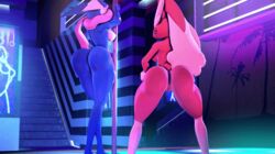 2girls 3d animated anthro anthro_only ass ass_shake big_ass blue_light bouncing_ass cyan_light dance_floor female female_only gif greninja huge_ass indoors inside looking_at_viewer lopunny multiple_girls no_humans pervertguy341 pink_light pokémon_(species) pokemon pokemon_(species) pole purple_light room shaking shaking_ass shaking_butt stockings thick_thighs twerking wide_hips