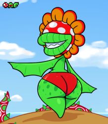 anthro big_ass big_butt bubble_butt grin looking_at_viewer mario_(series) nintendo nsfwoaf panties petey_piranha piranha_plant super_mario_sunshine