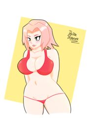 ass big_breasts bikini bikini_bottom bikini_top breasts cleavage doctorbuguer female female_only green_eyes naruto naruto_(series) naruto_shippuden pink_hair red_bikini revealing_clothes sakura_haruno solo