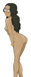 1girls ass avatar_the_last_airbender bent_over blue_eyes blush bottomless bracelet breasts brown_hair calf_muscles completely_nude dark-skinned_female dark_skin embarrassed embarrassed_nude_female enf female female_only hair_down hands_on_thighs katara long_hair loose_hair naked natethecat24 nipples nude pinup rear_view small_breasts solo standing straight_hair tagme topless turning white_background