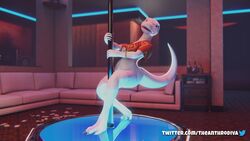 1girls 3d albino anthro anthrodiva big_ass crusch_lulu female female_only lizard lizard_girl lizardman lizardman_(overlord) overlord_(maruyama) pole_dancing solo thick_thighs