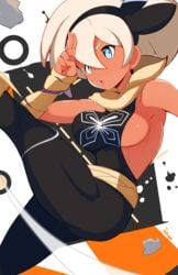 bea_(pokemon) big_breasts bleach cosplay crossover female female_focus female_only jellcaps nintendo pokemon pokemon_ss shihouin_yoruichi_(cosplay) solo solo_female solo_focus yoruichi_shihouin