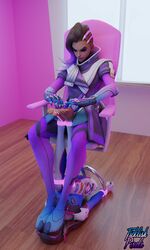 3d d.va feet feet_on_face foot_fetish foot_on_face foot_smother overwatch pink_toenails sombra tickle_torture tickling ticklishpixels tied tied_feet tied_hands