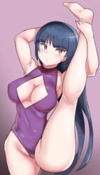 1girls big_breasts breasts dark_blue_hair female leg_up long_hair nintendo one-piece_swimsuit pale-skinned_female pale_skin pokemon pokemon_rgby sabrina_(pokemon) sumida_kichi swimsuit thick_thighs thighs