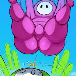 1femboy 2boys ass big_ass big_ass_(male) blackwhiplash bubble_ass bubble_butt bulge character_request drop fall fall_guys falling femboy feminine_male flustered green_skin imminent_facesitting male_only massive_ass penis_bulge pink_skin simple_background sky sweat sweatdrop tagme teapot_(body_type) thick_ass thick_thighs