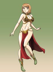 amber_eyes attack_on_titan belly belly_dancer belly_dancer_outfit blonde_hair boots cleavage curvy dancer dancer_outfit harem_girl harem_outfit large_breasts loincloth navel petra_ral short_hair slave slave_bikini slave_collar slave_leia_(cosplay) slave_outfit slavegirl voluptuous wadevezecha