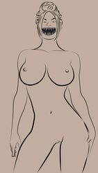 1girls 2d areola areolae breasts female female_only line_art mileena mortal_kombat mortal_kombat_11 naked nipples nude nude_female pussy shizzyzzzzzz solo traced vector_trace