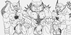 bara fur furry hi_res incineroar legendary_pokémon male male_only monochrome nintendo pokémon_(species) pokemon san_jaguar video_games zarude