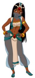 1001_nights 1girls arabian arabian_clothes arabian_female armband belly_dancer belly_dancer_outfit black_hair bracelet brown_eyes brown_skin dark-skinned_female deviantart egyptian_clothes female female_only fully_clothed glee-chan hands_on_hips harem_girl harem_outfit harem_pants jewelry loincloth middle_eastern middle_eastern_female one_thousand_and_one_nights shoes slave slave_outfit slavegirl solo transparent_background veil zumurrud