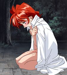 00s 1girls after_rape after_sex blood blush clothes_grab clothing covering covering_self crying dark defloration female female_only game_cg kaoru_(viper) kneeling looking_down matching_hair/eyes night nude nude_cover outdoors red_eyes red_hair sad shirt sitting sogna solo tears thighs tree vaginal_blood viper_(series) viper_m3 virgin virginal_blood wariza