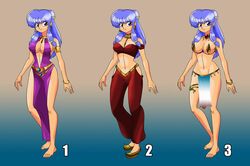 1girls alternate_costume arabian_clothes armband barefoot belly_dancer belly_dancer_outfit blue_eyes blue_hair cleavage clothing curvy female harem_girl harem_outfit large_breasts legband loincloth long_legs navel nipple_covers pasties ranma_1/2 shampoo_(ranma_1/2) shoes slave slave_collar slave_outfit slavegirl voluptuous wadevezecha