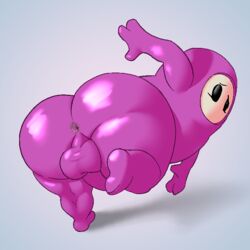 1:1 1boy 2020 anus ass backsack balls big_butt fall_guy fall_guys genitals grey_background humanoid looking_back male male_only mukihyena penis purple_balls purple_body purple_butt purple_penis simple_background solo thick_thighs