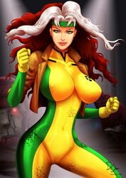 1girls anna_marie clothed_female curvy engchee female female_focus female_only large_breasts long_hair marvel rogue_(x-men) solo solo_female solo_focus two_tone_hair voluptuous x-men