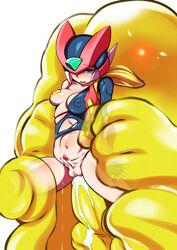 1futa ambiguous_penetration blush bodysuit breasts cum cum_inside erect_nipples erection futa_only futanari half-closed_eyes helmet huge_cock huge_penis intersex kaminari male_on_futa mega_man mega_man_zero penetration penis robot robot_girl rule_63 sex simple_background slime slime_monster small_penis stomach_bulge torn_clothes torn_clothing yellow_devil zero_(mega_man)