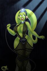 belly blue_eyes cleavage dancer dancer_outfit fishnet_bodysuit fishnets green_skin large_breasts leash navel omegasunburst oola scared slave slave_collar slave_outfit slavegirl star_wars twi'lek