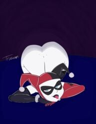 1girls ass ass_up batman:_the_animated_series batman_(series) dc dc_comics dcau facing_viewer female female_only harley_quinn harley_quinn_(classic) jackro lipstick naked pale-skinned_female pale_skin solo tongue_out