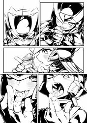 blowjob blush cum fellatio kaminari mega_man mega_man_zero monochrome tagme zero_(mega_man)